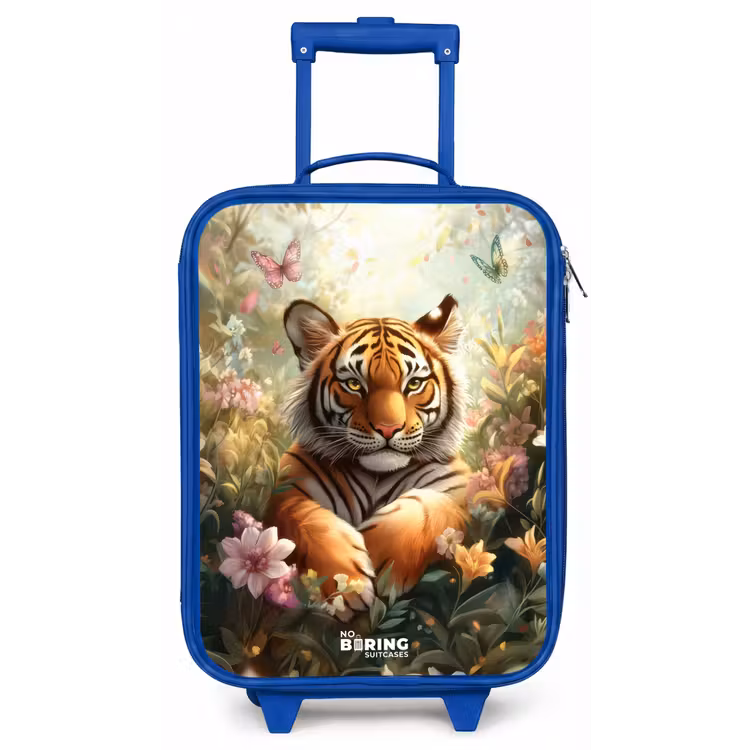 Tijger in bloemenveld met vlinders en zonlicht Kinderkoffer - Blauw klein -zz3dotto