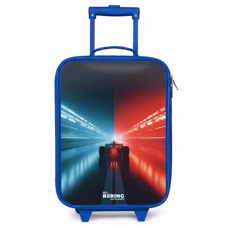 Baan - Raceauto - Neon - Rood Kinderkoffer - Blauw klein -3d