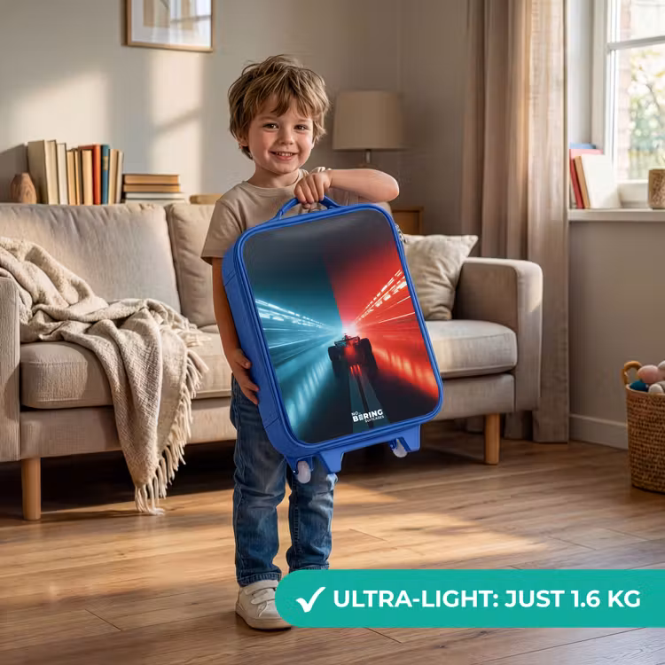 Baan - Raceauto - Neon - Rood Kinderkoffer - Blauw klein -sfeer2_EN