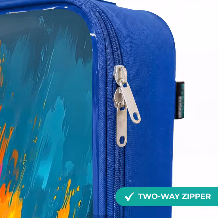 Tractor - Groen - Abstract - Penseelstreken Kinderkoffer - Blauw klein -rits_EN
