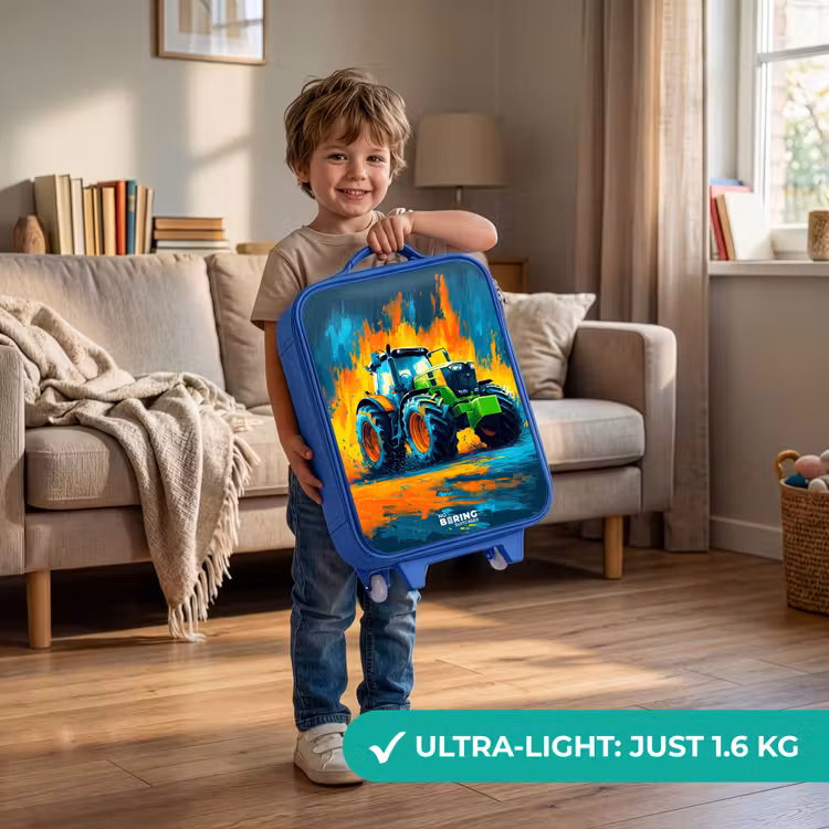 Tractor - Groen - Abstract - Penseelstreken Kinderkoffer - Blauw klein -sfeer2_EN