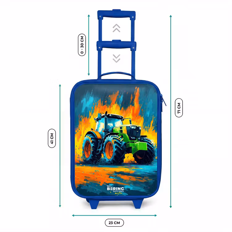 Tractor - Groen - Abstract - Penseelstreken Kinderkoffer - Blauw klein -productfoto_formaten