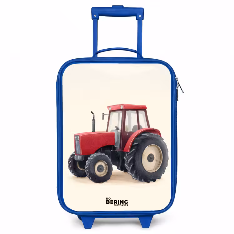Tractor - Getekend - Rood Kinderkoffer - Blauw klein -3d
