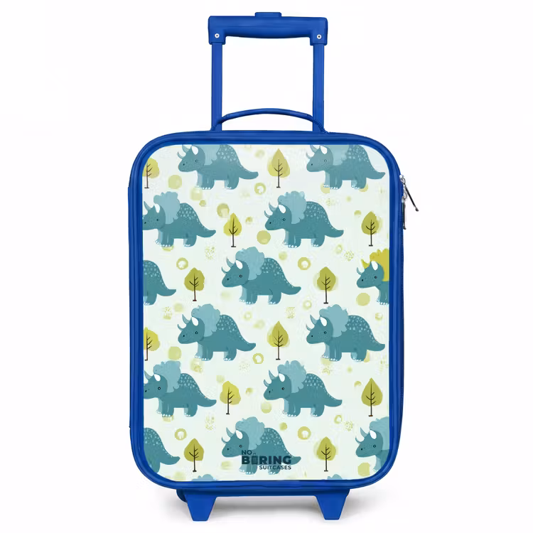 Triceratopsen tussen boompjes Kinderkoffer - Blauw klein -3d