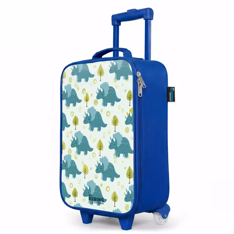 Triceratopsen tussen boompjes Kinderkoffer - Blauw klein -productfoto_schuin