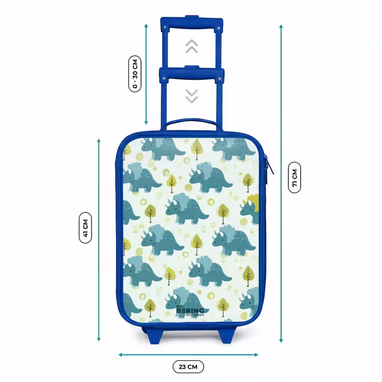 Triceratopsen tussen boompjes Kinderkoffer - Blauw klein -productfoto_formaten