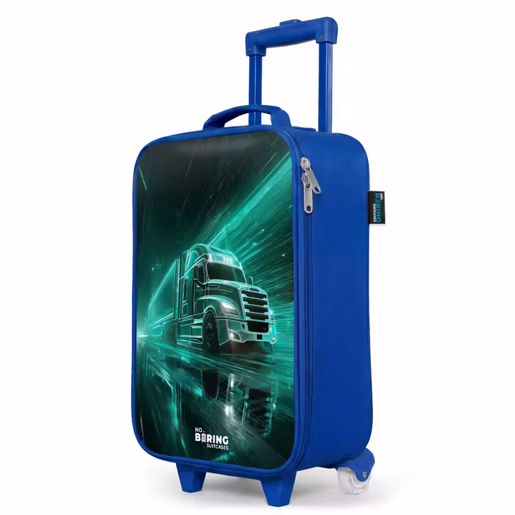 Vrachtwagen - Neon - Groen - Stad Kinderkoffer - Blauw klein -productfoto_schuin