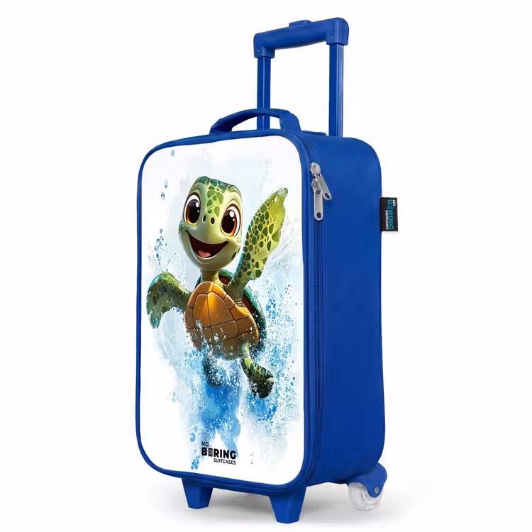Schildpad - Water - Groen Kinderkoffer - Blauw klein -productfoto_schuin