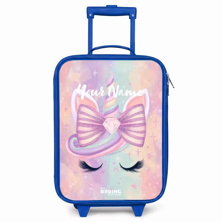 Eenhoorn Kinderkoffer - Blauw klein -3d