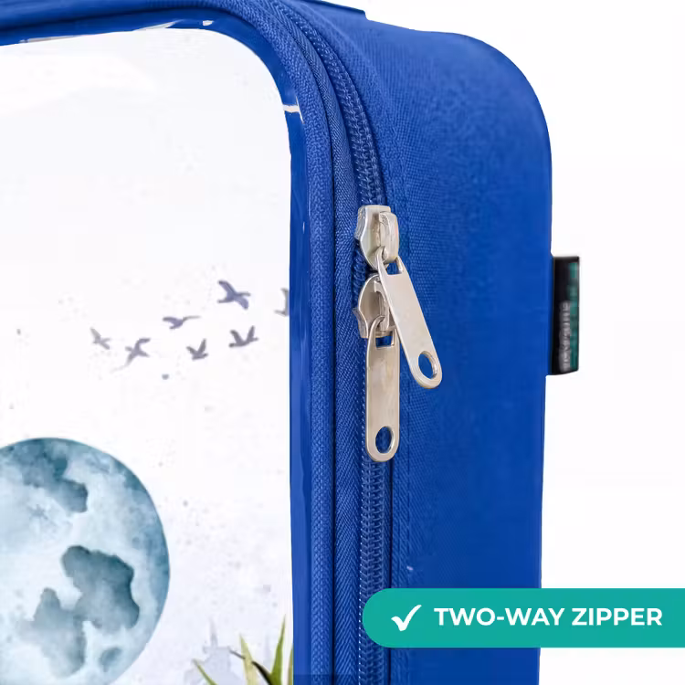 Busje met allemaal dieren Kinderkoffer - Blauw klein -rits_EN