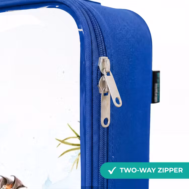 Busje met dino's Kinderkoffer - Blauw klein -rits_EN