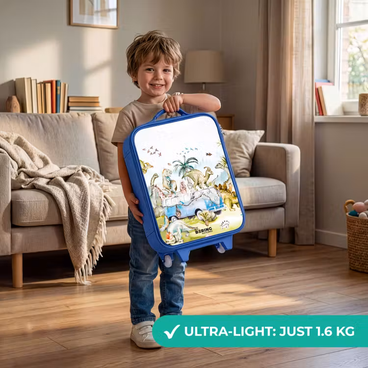 Busje met dino's Kinderkoffer - Blauw klein -sfeer2_EN