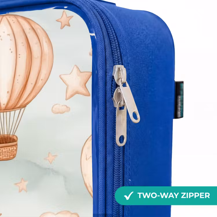 Vintage luchtballonnen in sepia met wolken en sterren Kinderkoffer - Blauw klein -rits_EN