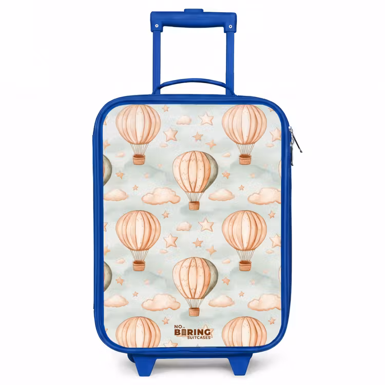 Vintage luchtballonnen in sepia met wolken en sterren Kinderkoffer - Blauw klein -3d