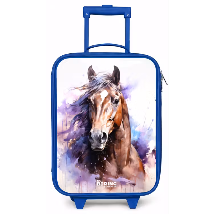 Aquarel paard met kleurrijke spatten Kinderkoffer - Blauw klein -zz3dotto