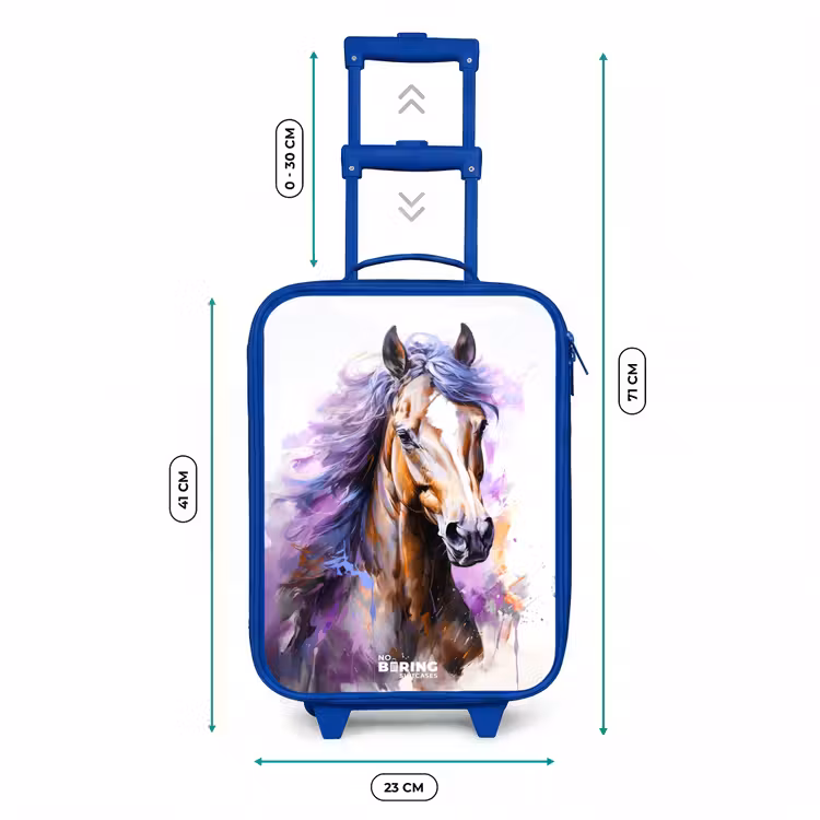 Aquarel paard met paarse manen Kinderkoffer - Blauw klein -productfoto_formaten