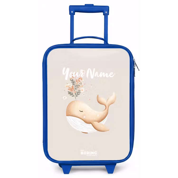 Walvis in pastel beige kleuren Kinderkoffer - Blauw klein -zz3dotto