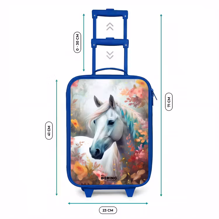 Wit paard omringd door bloemen Kinderkoffer - Blauw klein -productfoto_formaten