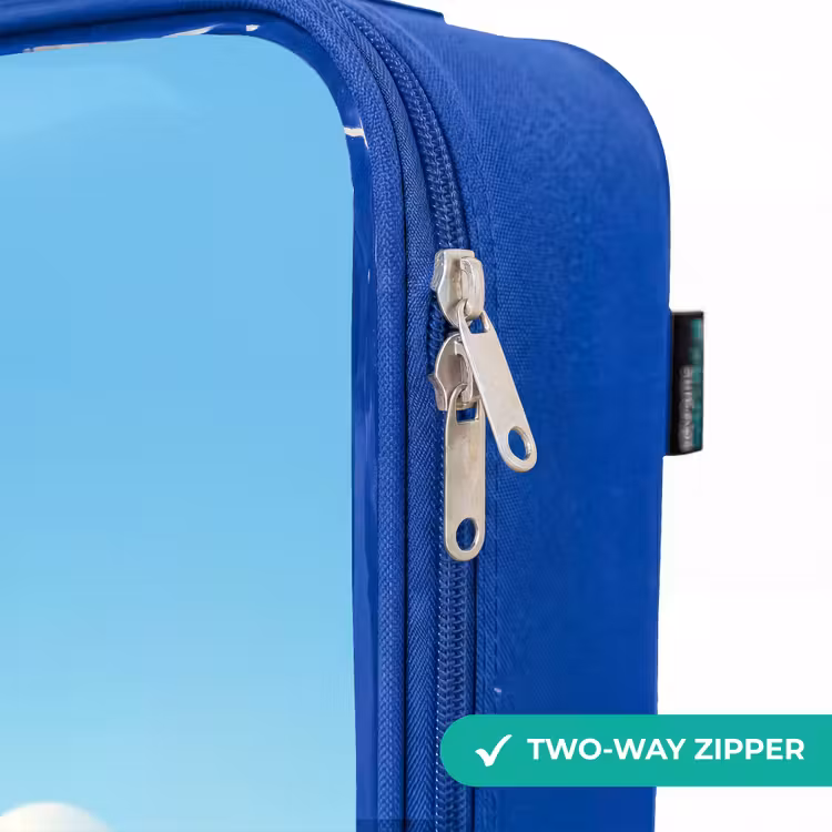 Specht op en boomstronk Kinderkoffer - Blauw klein -rits_EN