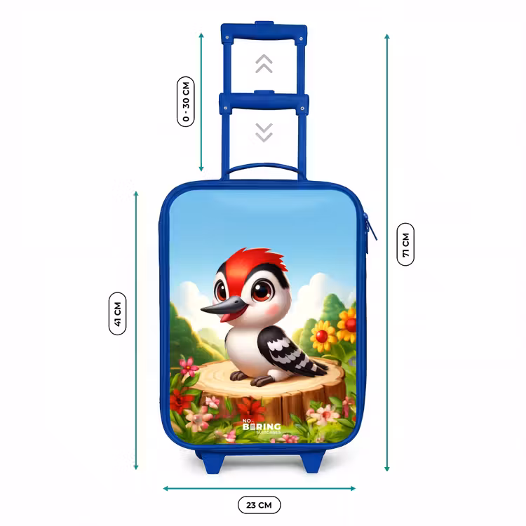 Specht op en boomstronk Kinderkoffer - Blauw klein -productfoto_formaten