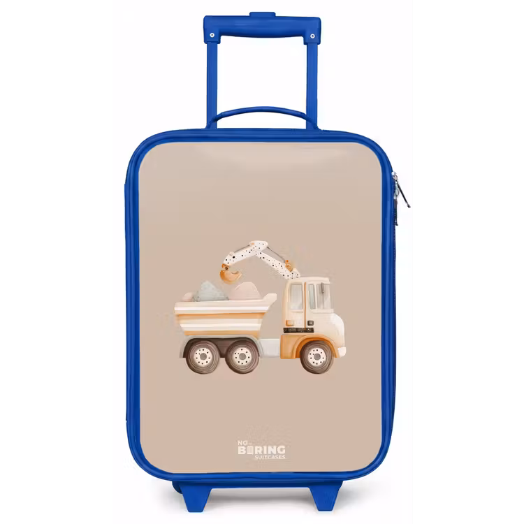 Gele kiepwagen in neutrale kleuren Kinderkoffer - Blauw klein -zz3dotto