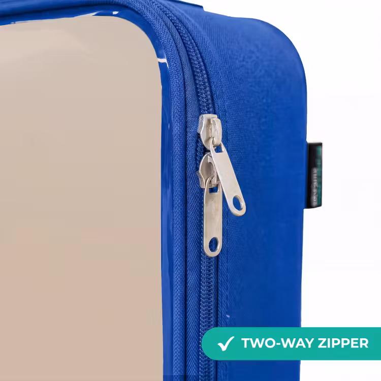 Gele kiepwagen in neutrale kleuren Kinderkoffer - Blauw klein -rits_EN