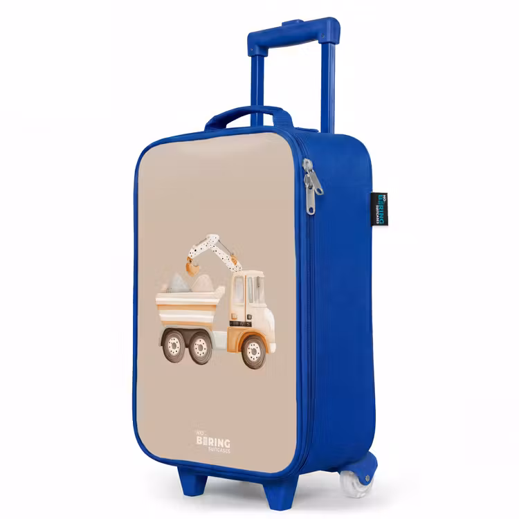 Gele kiepwagen in neutrale kleuren Kinderkoffer - Blauw klein -productfoto_schuin