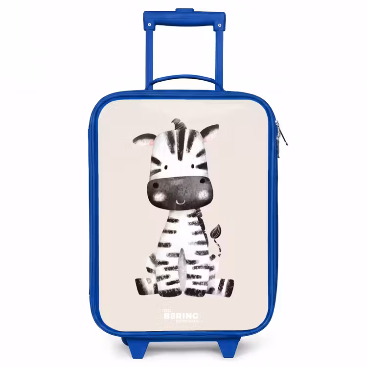 Zebra portrettekening met beige achtergrond Kinderkoffer - Blauw klein -3d
