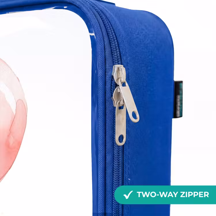 Zebra met roze ballon Kinderkoffer - Blauw klein -rits_EN