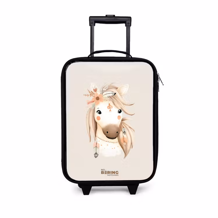 Bohemian paard in pastel kleuren Kinderkoffer - Zwart klein -3d