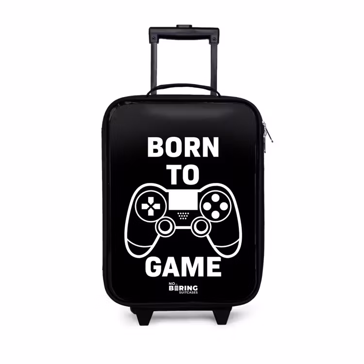 Born to game met controller Kinderkoffer - Zwart klein -3d