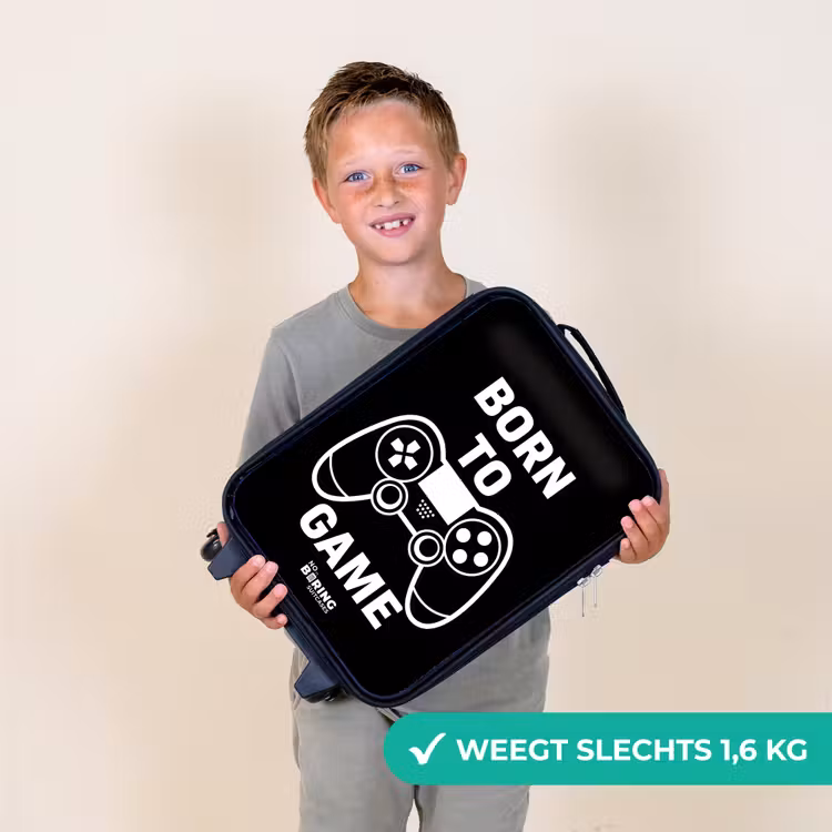 Born to game met controller Kinderkoffer - Zwart klein -sfeer4_NL