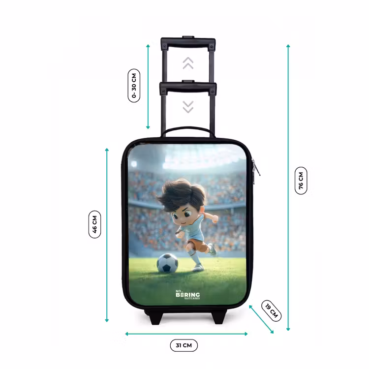 Jongen - Voetbal - Stadion - Zonlicht Kinderkoffer - Zwart klein -productfoto_formaten