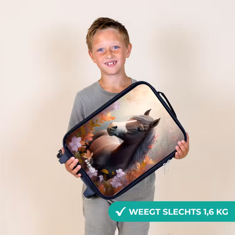 Bruin paard in de herfst Kinderkoffer - Zwart klein -sfeer4_NL