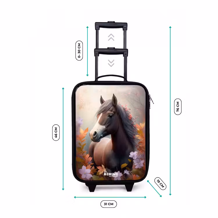 Bruin paard in de herfst Kinderkoffer - Zwart klein -productfoto_formaten