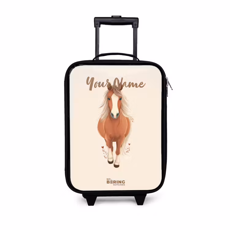 Bruin paard in gallop Kinderkoffer - Zwart klein -3d