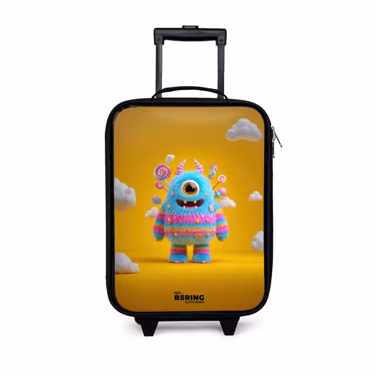 Snoep - Monster - Regenboog Kinderkoffer - Zwart klein -3d