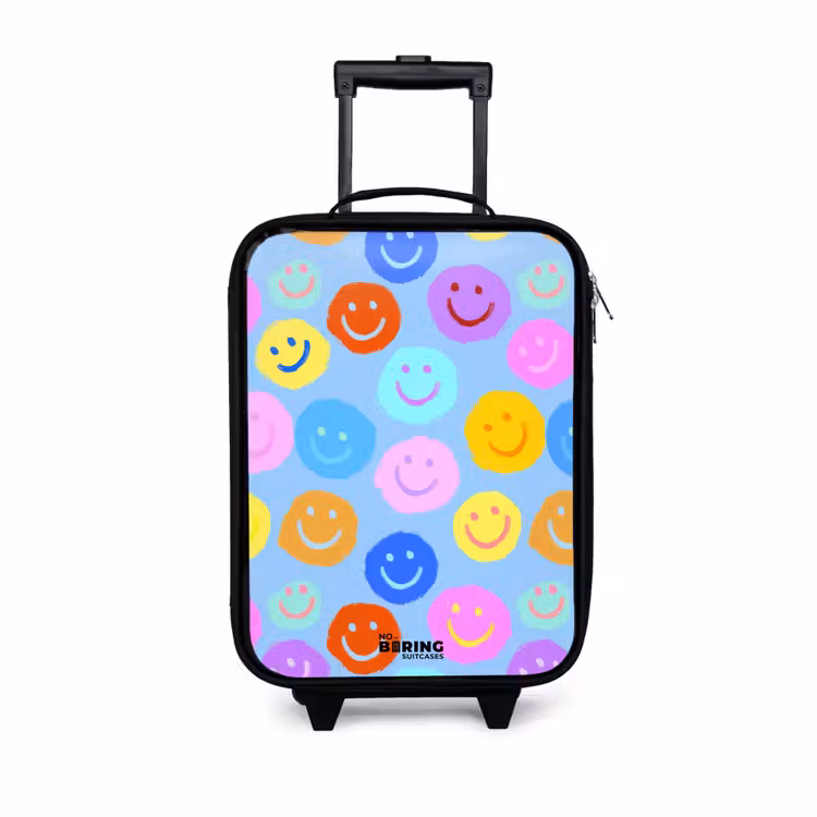 Vrolijk patroon van smileys Kinderkoffer - Zwart klein -3d