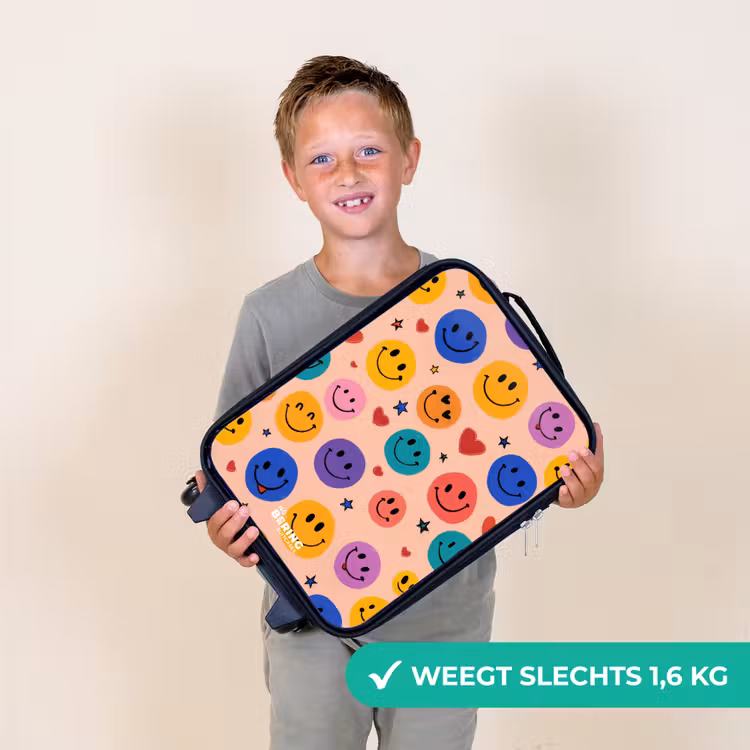 Vrolijk Smiley-patroon Kinderkoffer - Zwart klein -sfeer4_NL