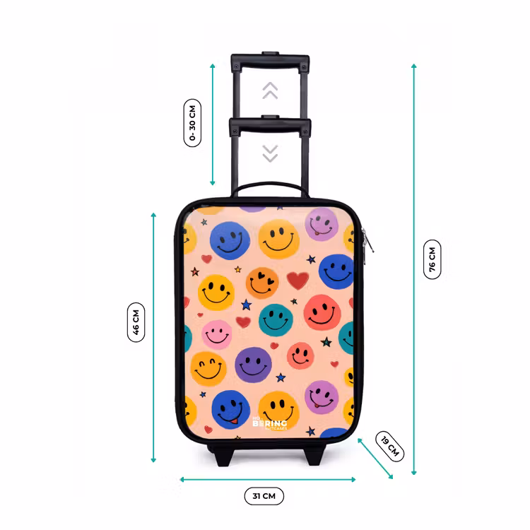 Vrolijk Smiley-patroon Kinderkoffer - Zwart klein -productfoto_formaten