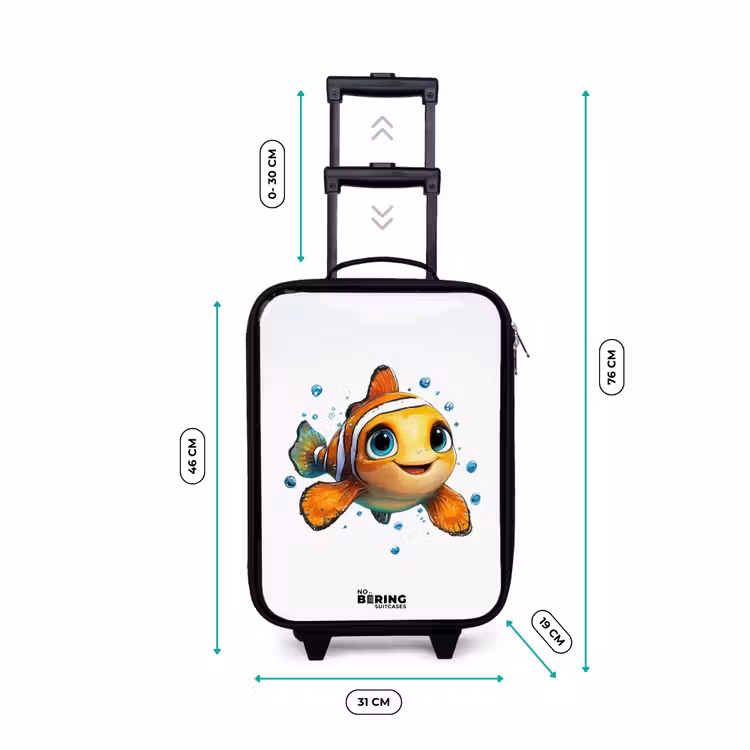 Clownvis met bellen op witte achtergrond Kinderkoffer - Zwart klein -productfoto_formaten