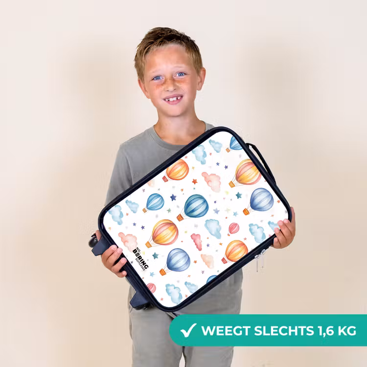 Gekleurde luchtballonnen met sterren en wolken Kinderkoffer - Zwart klein -sfeer4_NL