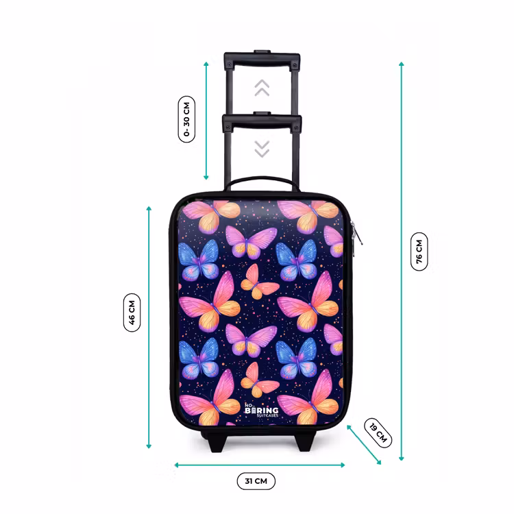 Kleurrijke vlinders in roze en blauw Kinderkoffer - Zwart klein -productfoto_formaten
