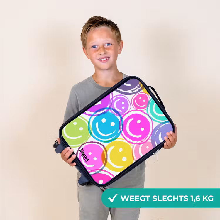 Kleurrijke glimlachexplosie Kinderkoffer - Zwart klein -sfeer4_NL