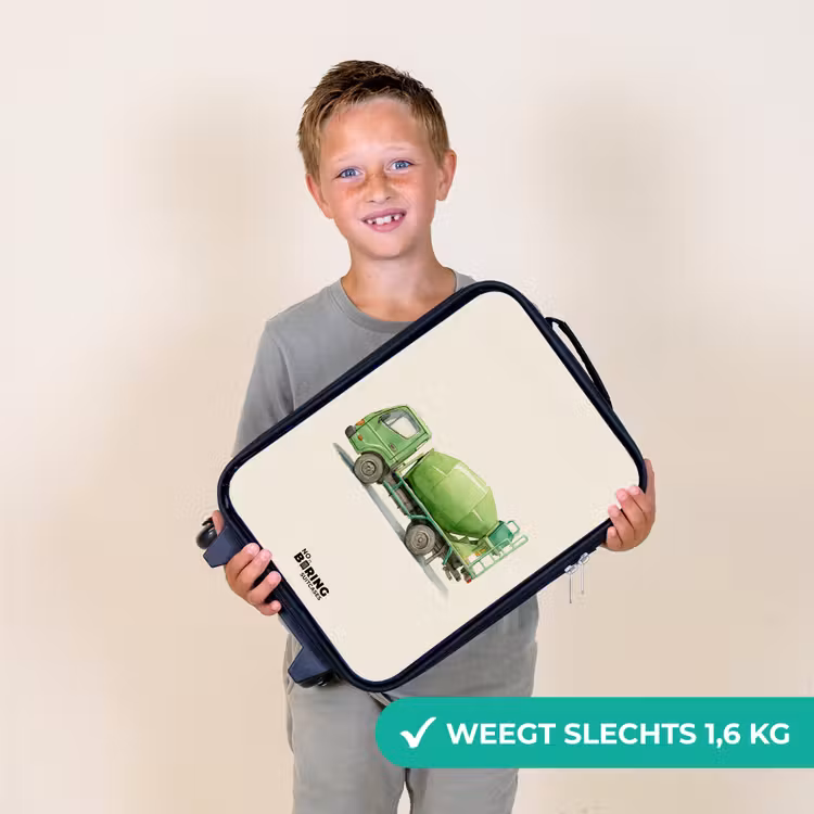 Betonmixer - Getekend - Groen Kinderkoffer - Zwart klein -sfeer4_NL