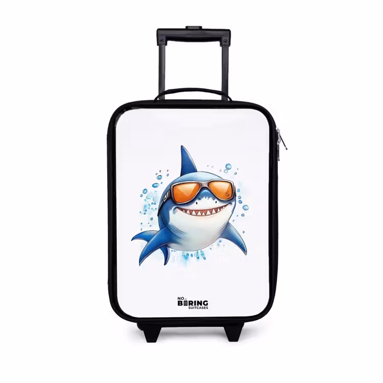 Coole haai met zonnebril in het water Kinderkoffer - Zwart klein -3d