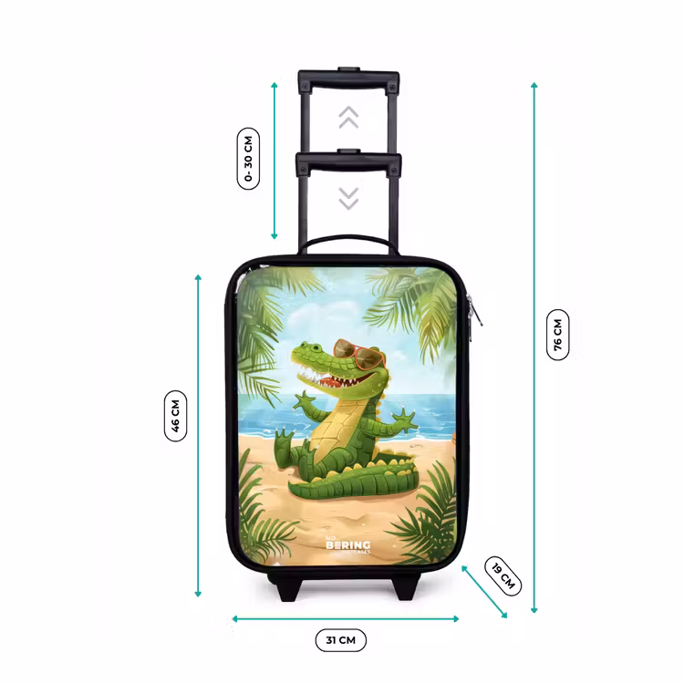 Krokodil op het strand Kinderkoffer - Zwart klein -productfoto_formaten