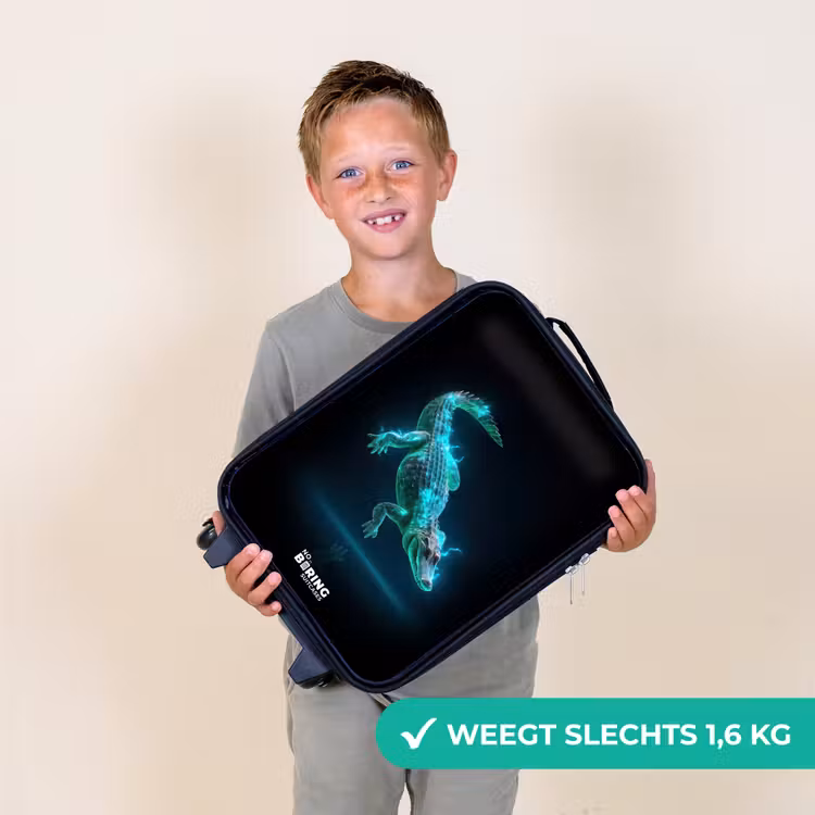 Cyberkrokodil in actiehouding Kinderkoffer - Zwart klein -sfeer4_NL