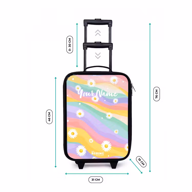 Madeliefjes op regenboogachtergrond Kinderkoffer - Zwart klein -productfoto_formaten