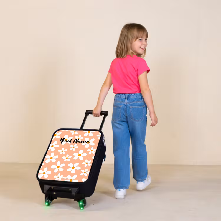 Madeliefjesmania perzik Kinderkoffer - Zwart klein -sfeer1
